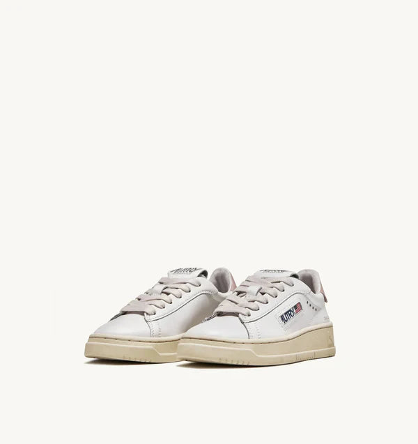 BASKET BAISSE DALLAS EN CUIR BLANC ET POWDER POUR ENFANTS