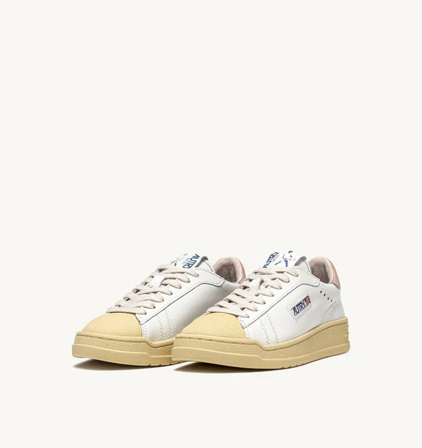 BASKET BOB LUTZ LOW EN CUIR BLANC ET ROSE