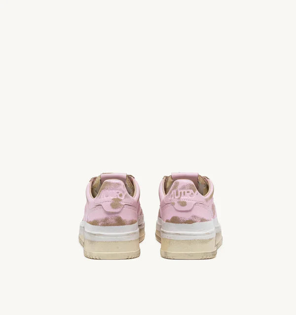 BASKETS MEDALIST LOW SUPER VINTAGE EN CUIR ROSE