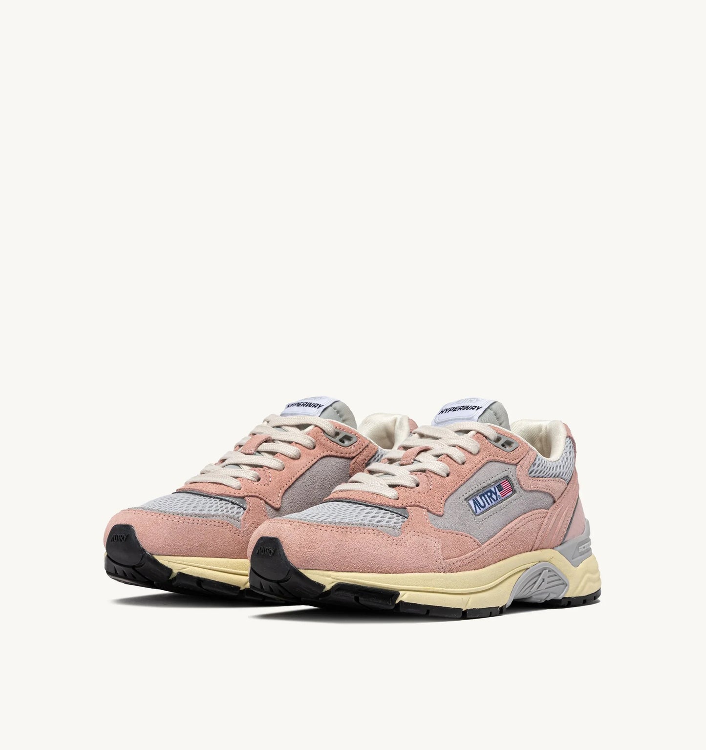 BASKETS HYPERWAY EN MESH ET DAIM POWDER ET ARGENT