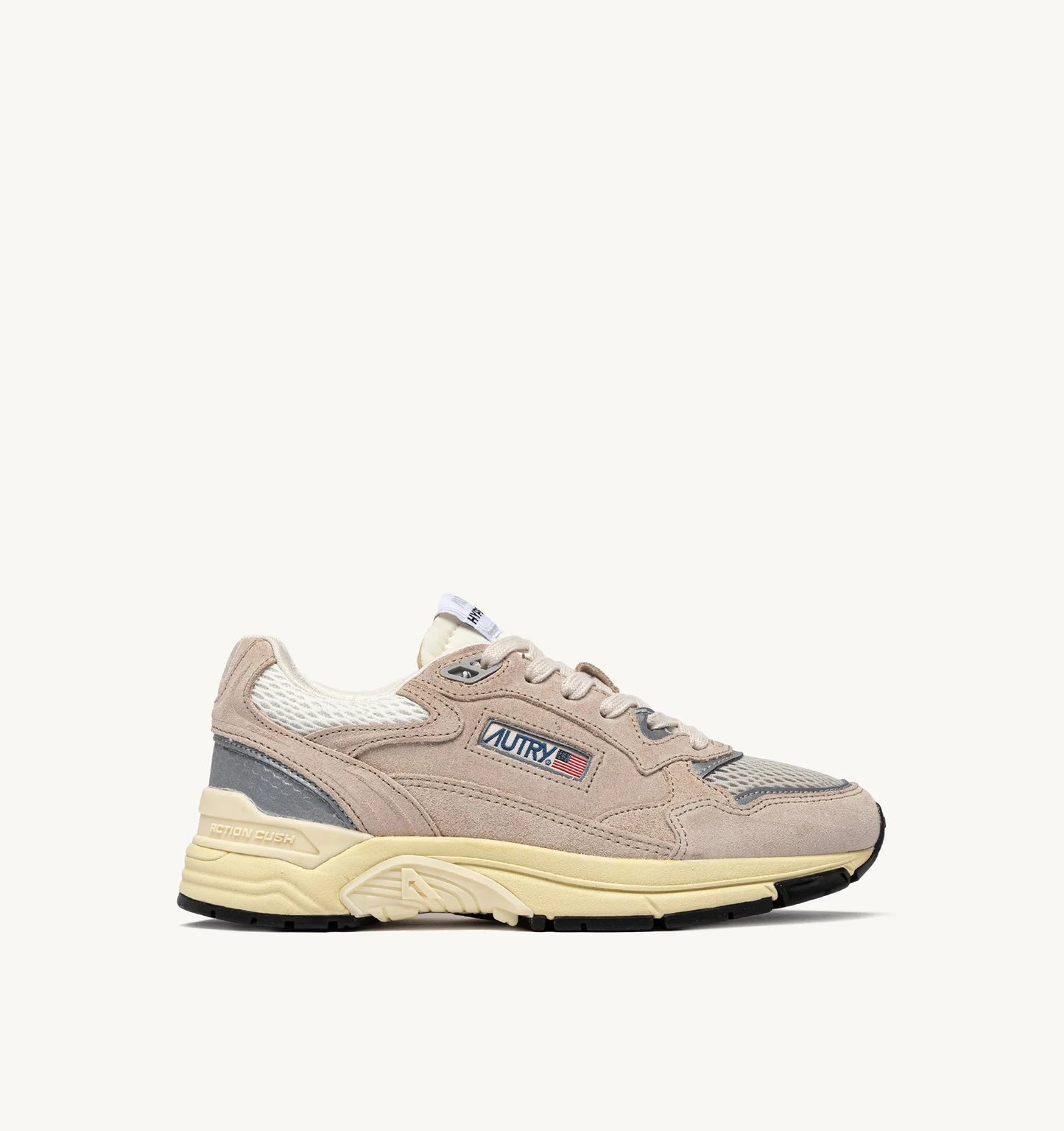 BASKETS HYPERWAY EN MESH ET DAIM SAND ET ARGENT