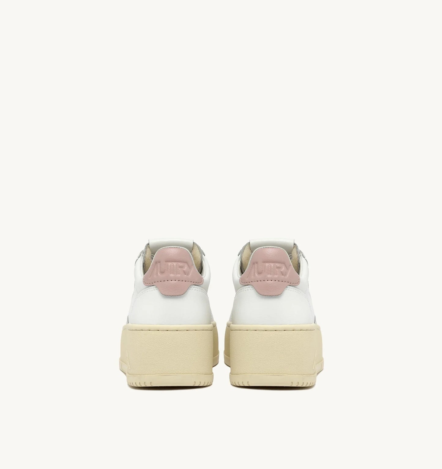 BASKETS MEDALIST PLATFORM EN CUIR BLANC ET POWDER PINK