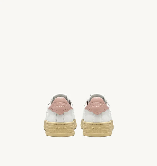 BASKET BOB LUTZ LOW EN CUIR BLANC ET ROSE