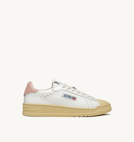 BASKET BOB LUTZ LOW EN CUIR BLANC ET ROSE