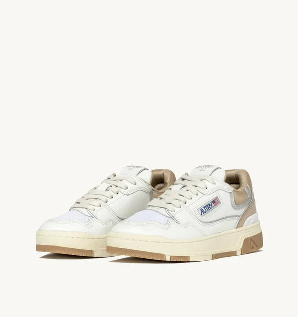 BASKET CLC EN CUIR BLANC BEIGE ET ARGENT