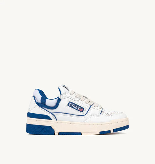 BASKET CLC EN CUIR BLANC ET BLEU