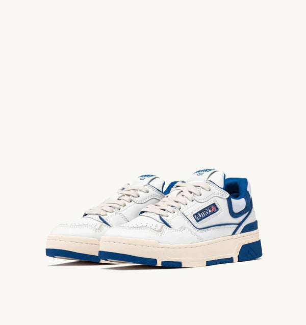 BASKET CLC EN CUIR BLANC ET BLEU