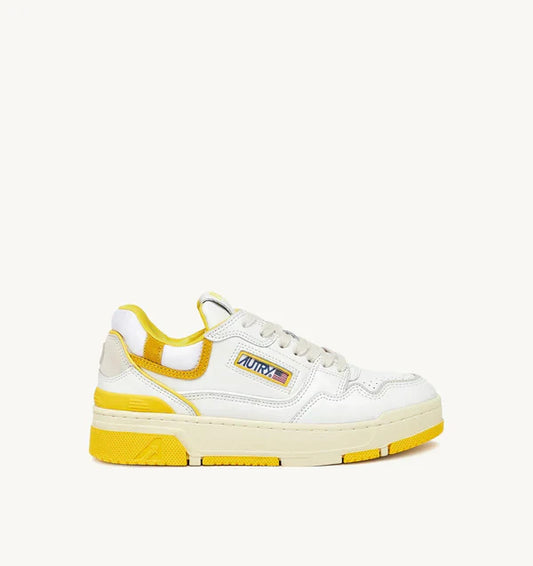 BASKET CLC EN CUIR BLANC ET JAUNE