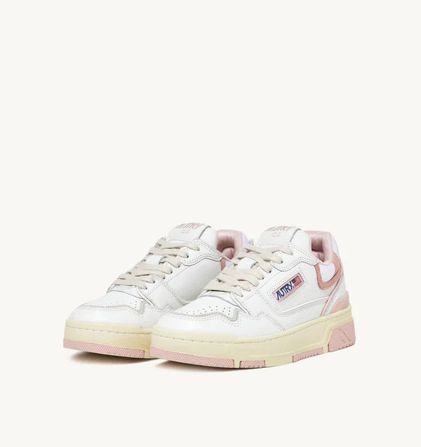 BASKET CLC EN CUIR BLANC ET ROSE