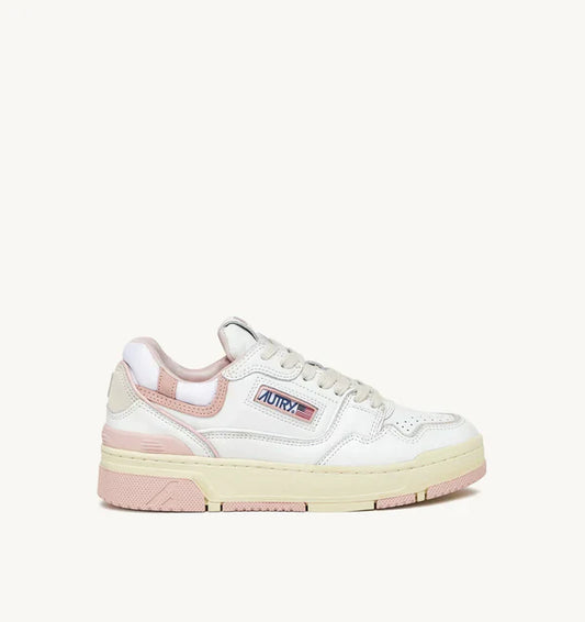 BASKET CLC EN CUIR BLANC ET ROSE