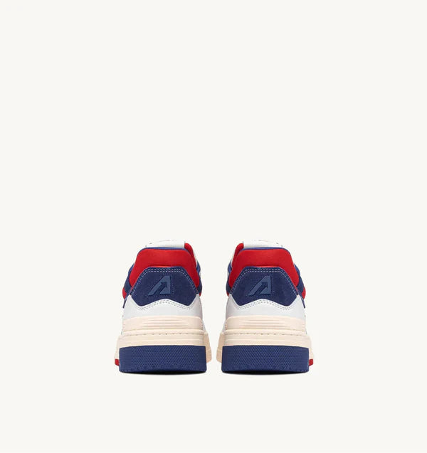 BASKET CLC EN CUIR BLANC ROUGE ET BLEU