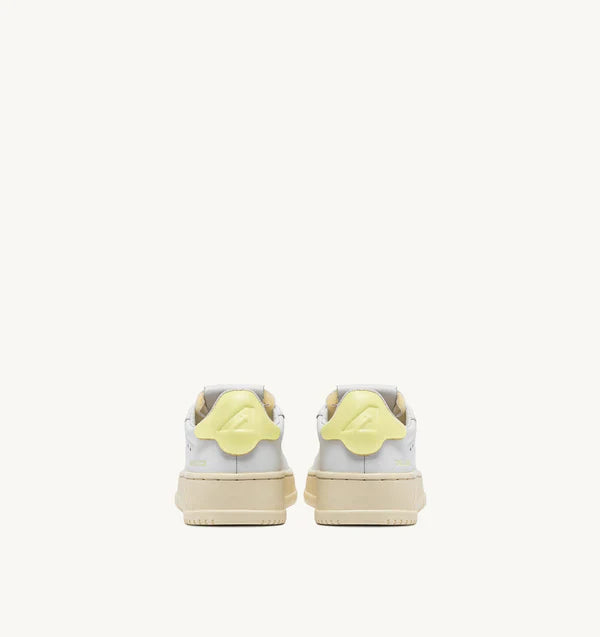 BASKET DALLAS LOW EN CUIR BLANC ET JAUNE POUR ENFANTS
