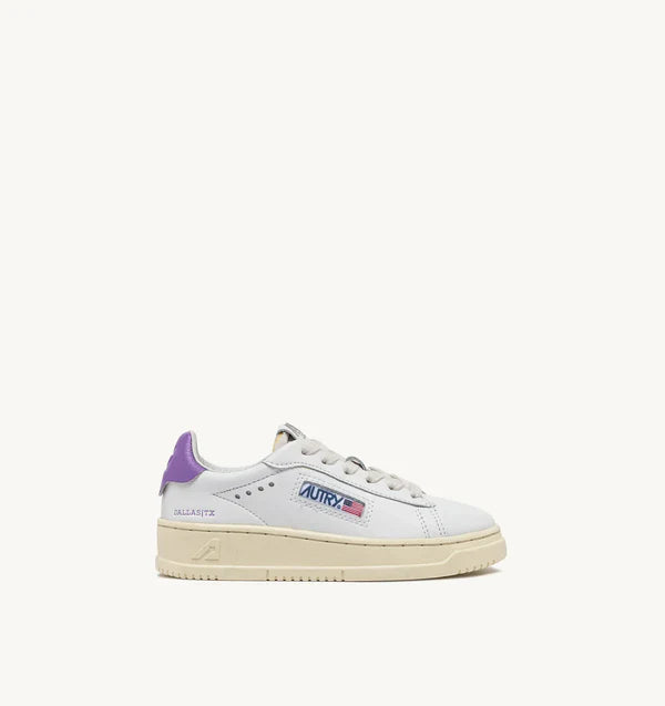 BASKET DALLAS LOW EN CUIR BLANC ET LILAS POUR ENFANTS