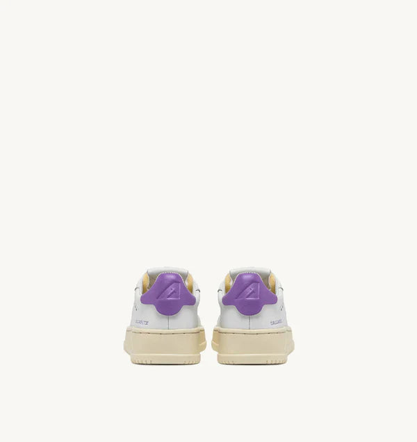 BASKET DALLAS LOW EN CUIR BLANC ET LILAS POUR ENFANTS