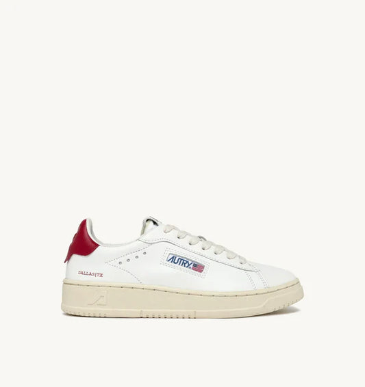 BASKET DALLAS LOW EN CUIR BLANC ET ROUGE