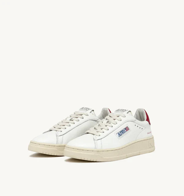 BASKET DALLAS LOW EN CUIR BLANC ET ROUGE