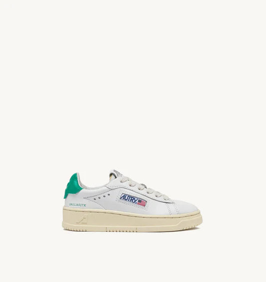 BASKET DALLAS LOW EN CUIR BLANC ET VERT POUR ENFANTS