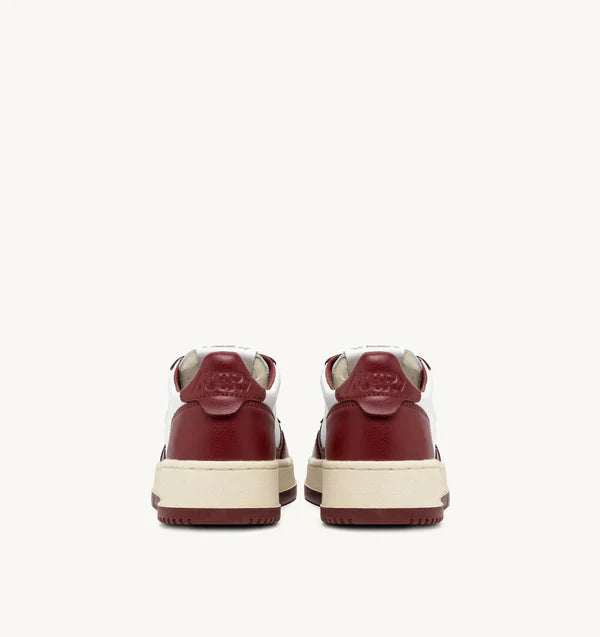 BASKET MEDALIST LOW EN CUIR BICOLOR BLANC ET BORDEAUX