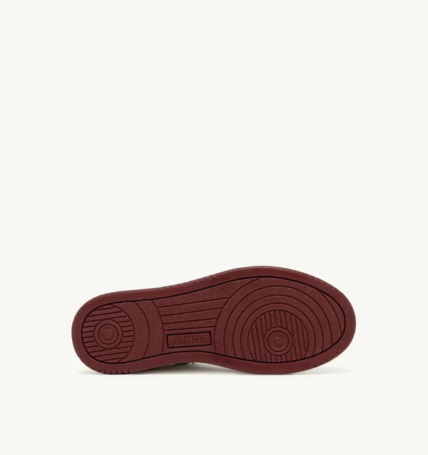 BASKET MEDALIST LOW EN CUIR BICOLOR BLANC ET BORDEAUX