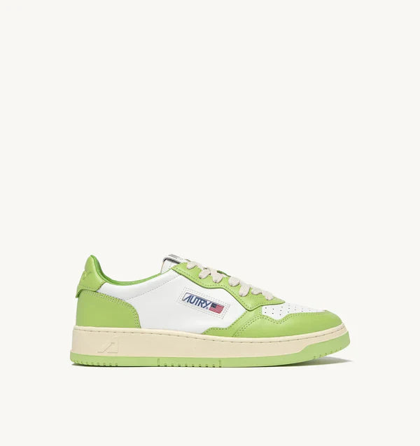 BASKET MEDALIST BAISSE EN CUIR BICOLORE BLANC ET VERT