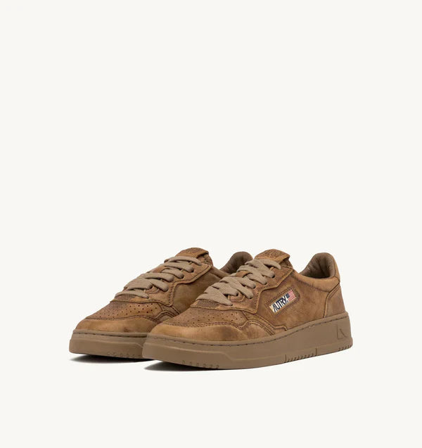 BASKET MEDALIST BAISSE EN CUIR NAPPE NUANCE TABACCO