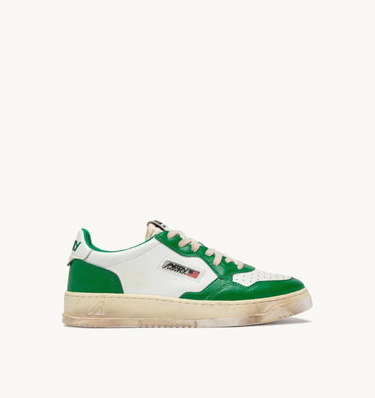 BASKET MEDALIST BAISSE SUPER VINTAGE EN CUIR BLANC ET VERT