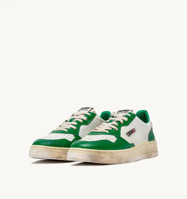 BASKET MEDALIST BAISSE SUPER VINTAGE EN CUIR BLANC ET VERT