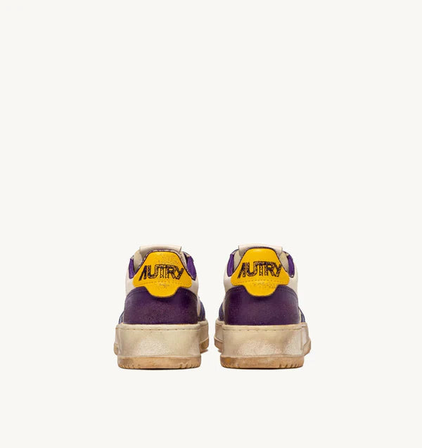 BASKET MEDALIST LOW SUPER VINTAGE EN CUIR BLANC ET VIOLET