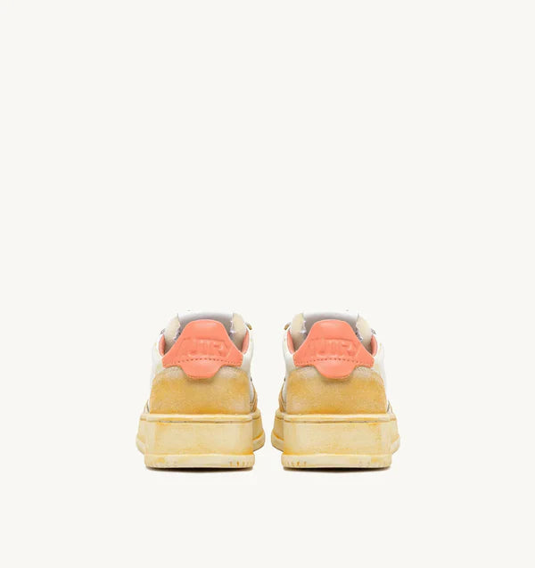 BASKET MEDALIST LOW SUPER VINTAGE EN CUIR DAIM ET BLANC JAUNE ET SASHIMI