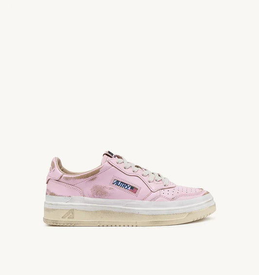 BASKETS MEDALIST LOW SUPER VINTAGE EN CUIR ROSE