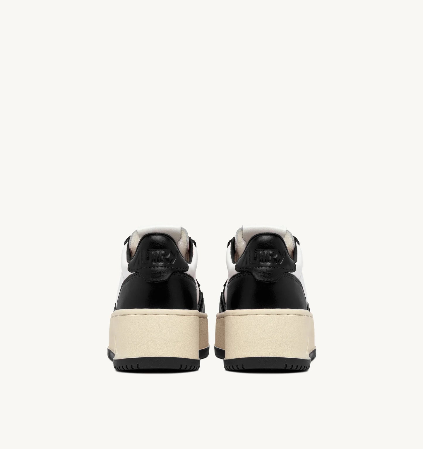 BASKETS MEDALIST PLATFORM EN CUIR BLANC ET NOIR