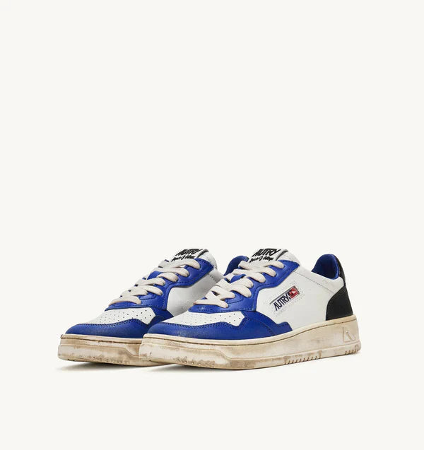 BASKET MEDELIST LOW SUPER VINTAGE EN CUIR BLANC BLEU ET NOIR