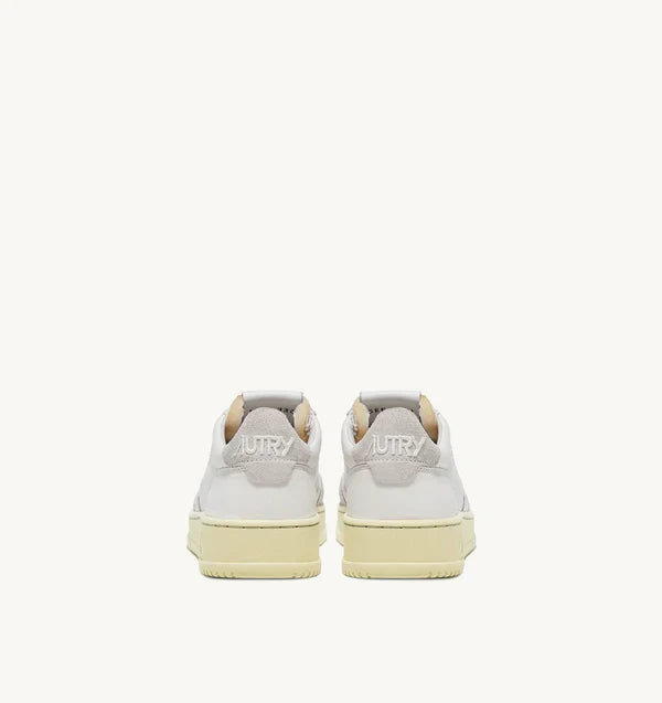 BASKET OPEN LOW EN CUIR ET DAIM BLANC
