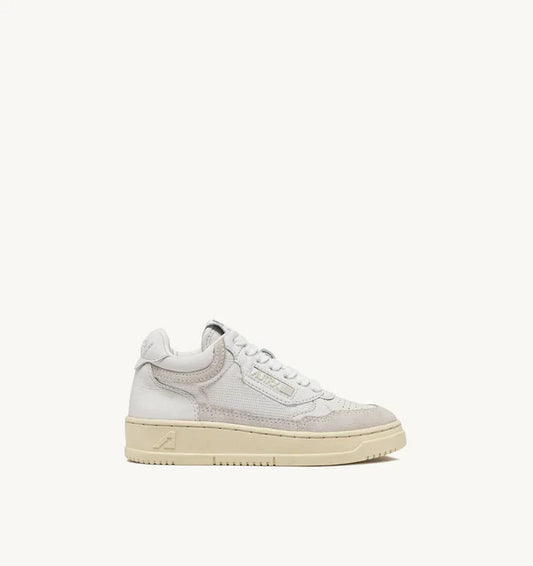 BASKET OPEN MID EN CUIR, MESH ET DAIM BLANC POUR ENFANTS
