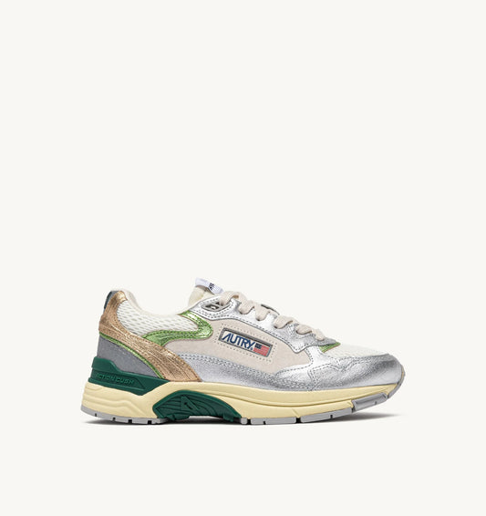 BASKETS HYPERWAY IN MESH E SUEDE MALACHITE E ARGENTO