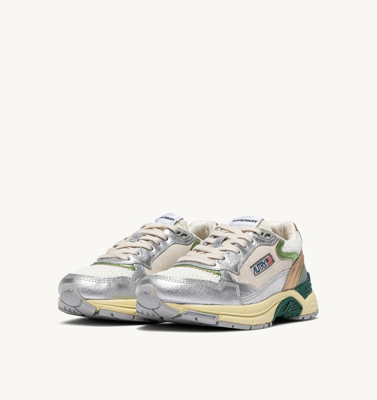 BASKETS HYPERWAY IN MESH E SUEDE MALACHITE E ARGENTO