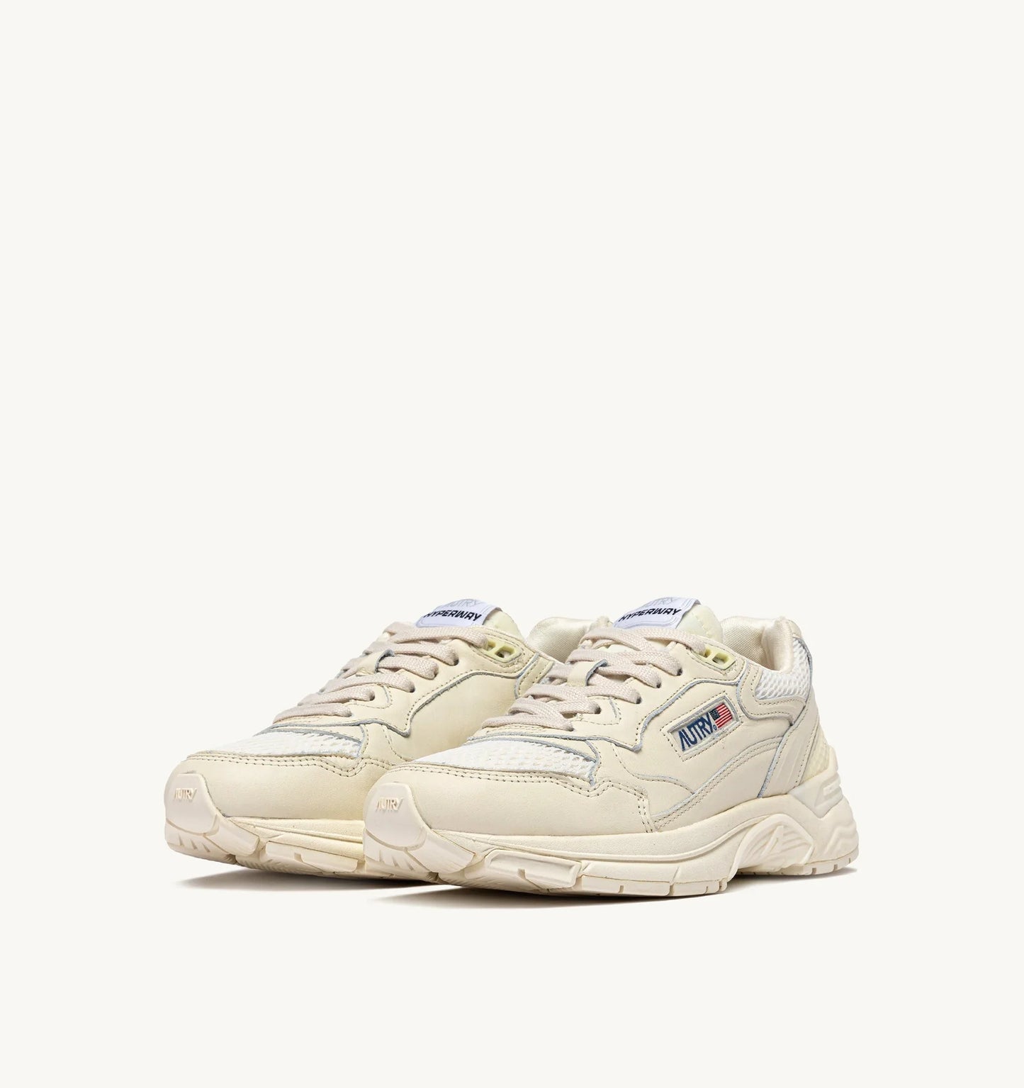 BASKETS HYPERWAY EN MESH ET CUIR WHISPER WHITE