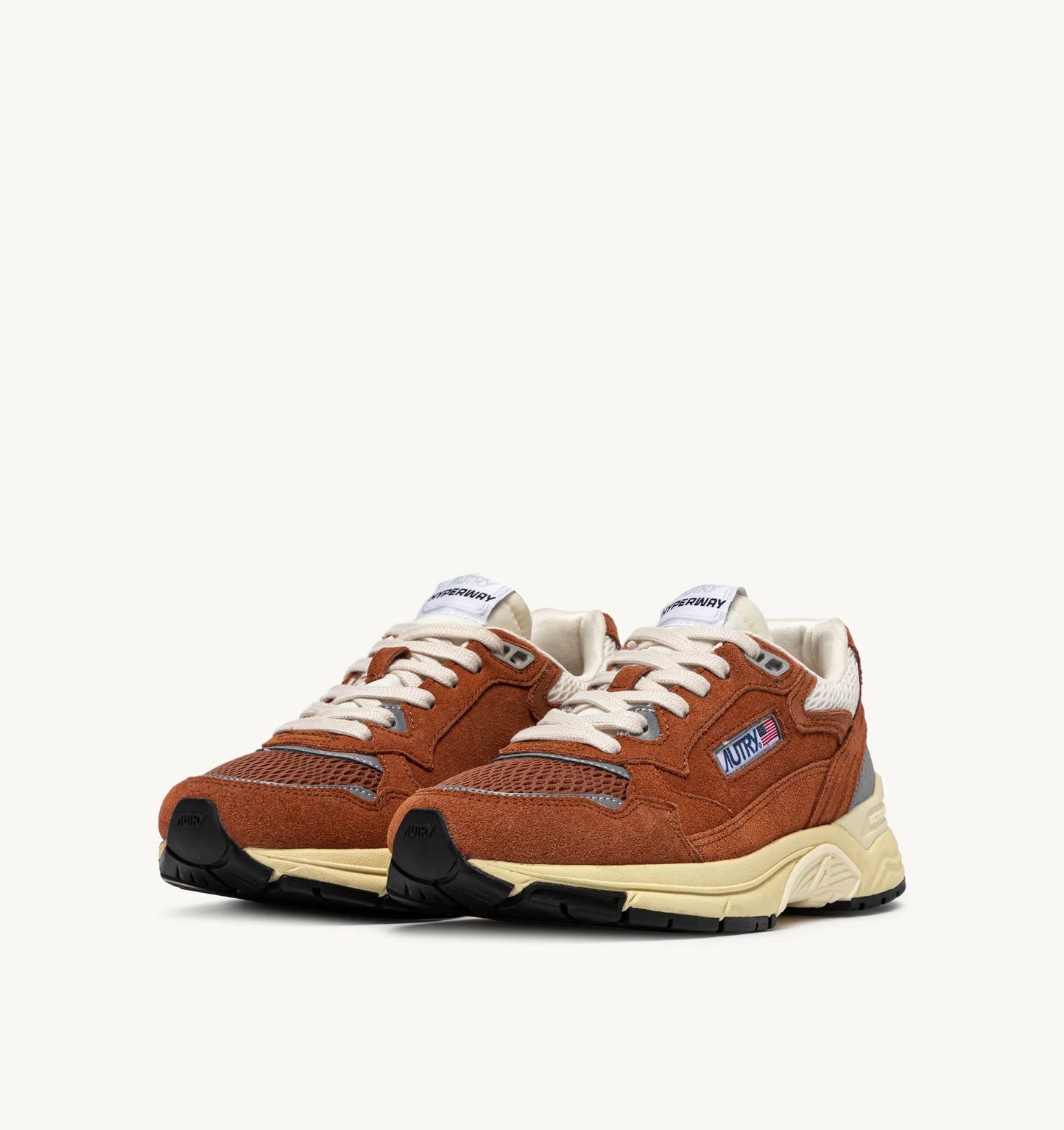 BASKETS HYPERWAY EN MESH ET EN DAIM MARRON ET ARGENT