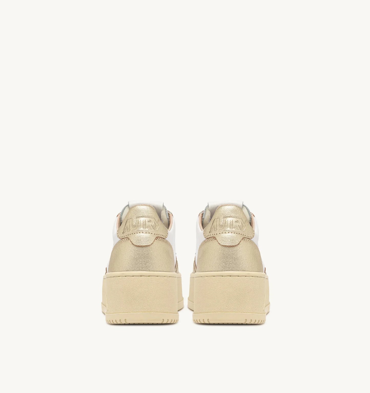 BASKETS MEDALIST PLATFORM EN CUIR BLANC ET PLATINE METALLISE