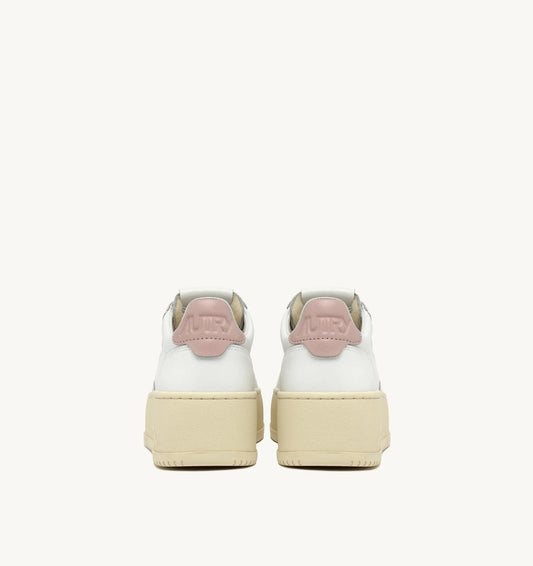 BASKETS MEDALIST PLATFORM EN CUIR BLANC ET POWDER PINK